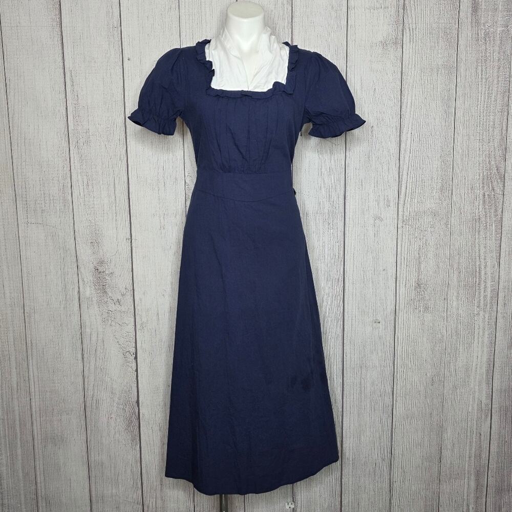 Scarlet Darkness Maid Witch Prairie Costume Dress Navy White, sz Medium -  NWT